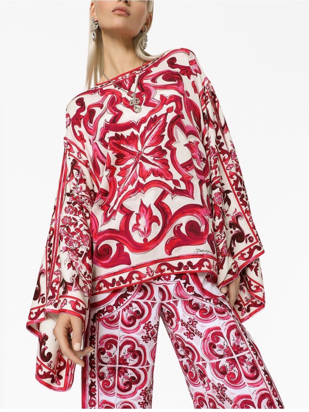 Majolica-print silk blouse from DOLCE & GABBANA.  Size 40